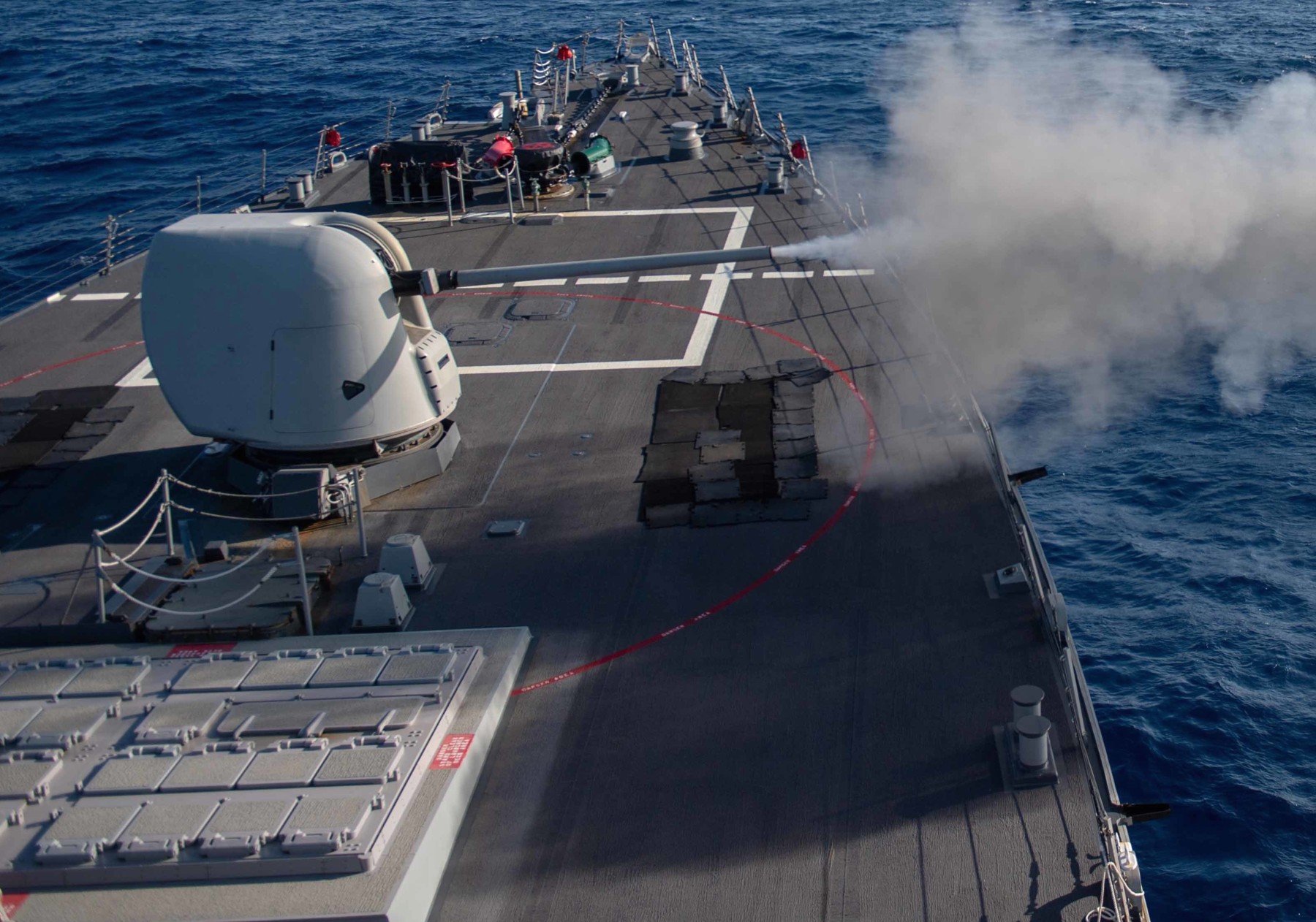 ddg-76 uss higgins guided missile destroyer mk.45 gun fire 49