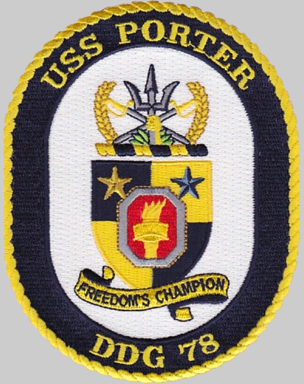 ddg-78 uss porter crest insignia patch badge destroyer arleigh burke class 02p