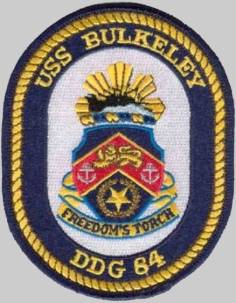 DDG-84 USS Bulkeley patch crest insignia