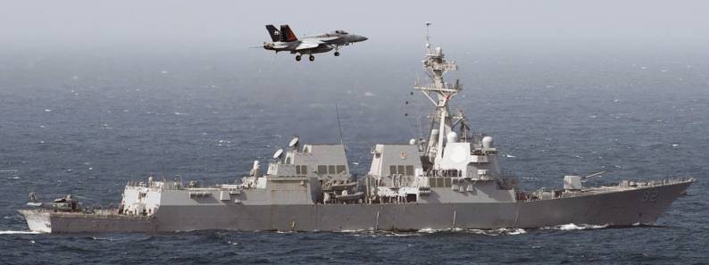 USS Momsen DDG-92 F/A-18 Hornet plane watch