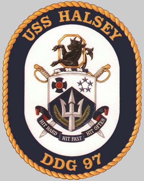 SOLID BRASS US NAVY USS HALSEY CG-23 SHIPS CREST INSIGNIA PLAQUE