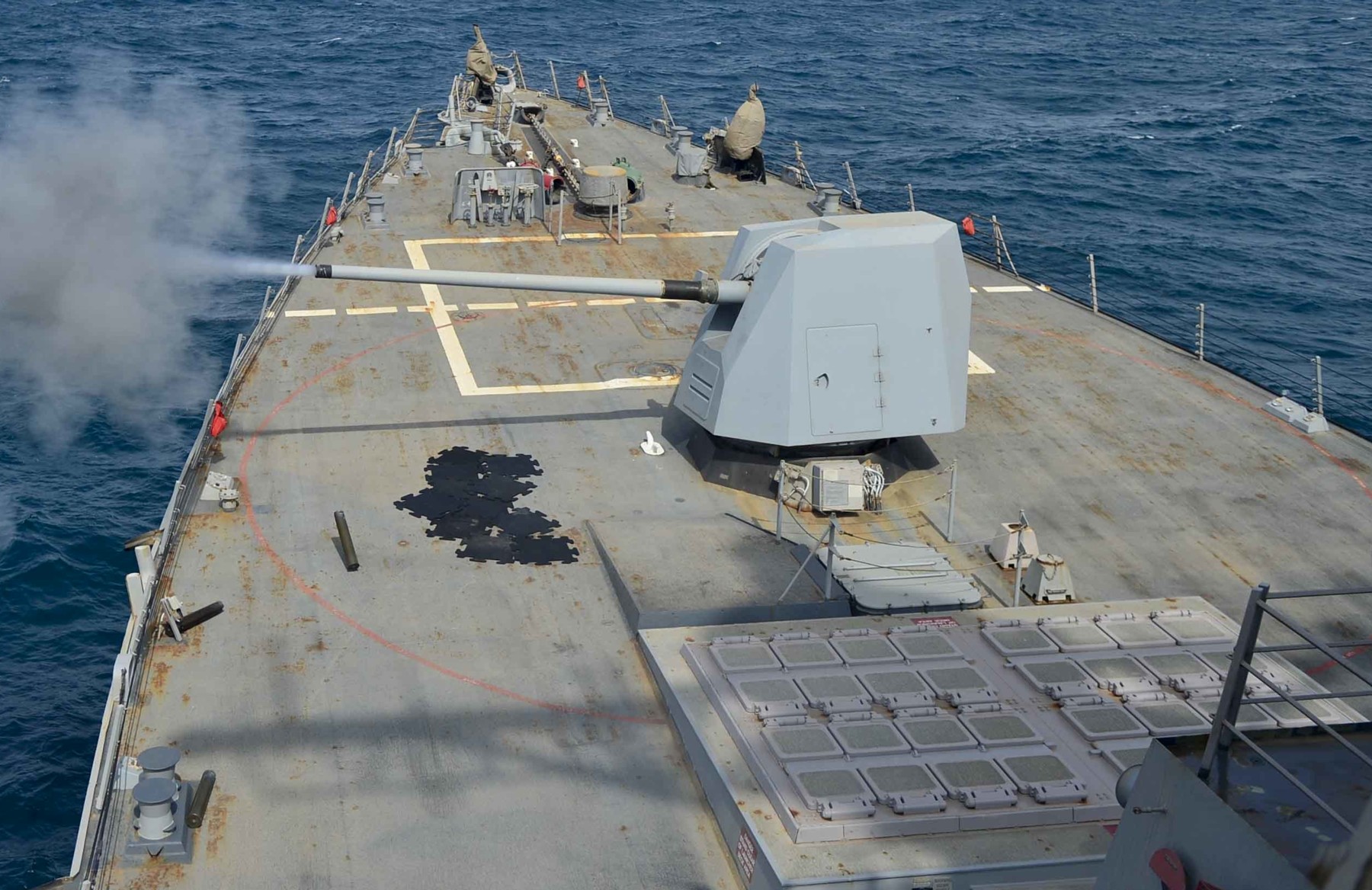 ddg-98 uss forrest sherman arleigh burke class guided missile destroyer aegis us navy mk.45 gun fire 27
