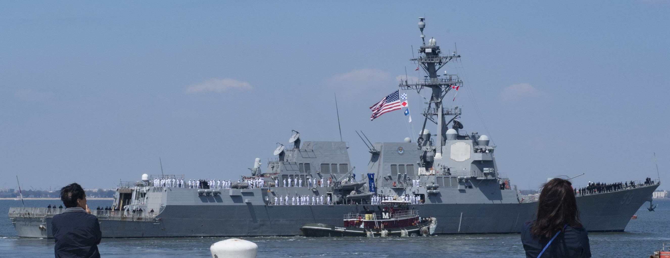 ddg-98 uss forrest sherman arleigh burke class guided missile destroyer aegis us navy departing norfolk virginia 30