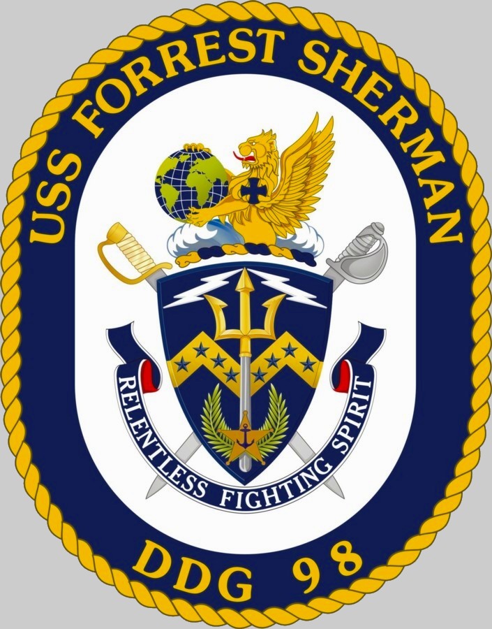 ddg-98 uss forrest sherman insignia crest patch badge arleigh burke class guided missile destroyer us navy 02x