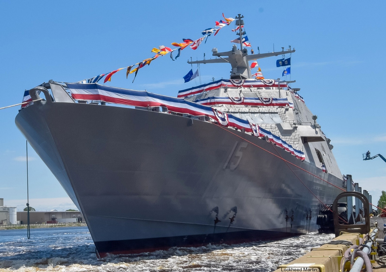 lcs-15 uss billings freedom class littoral combat ship us navy 48 christening launching