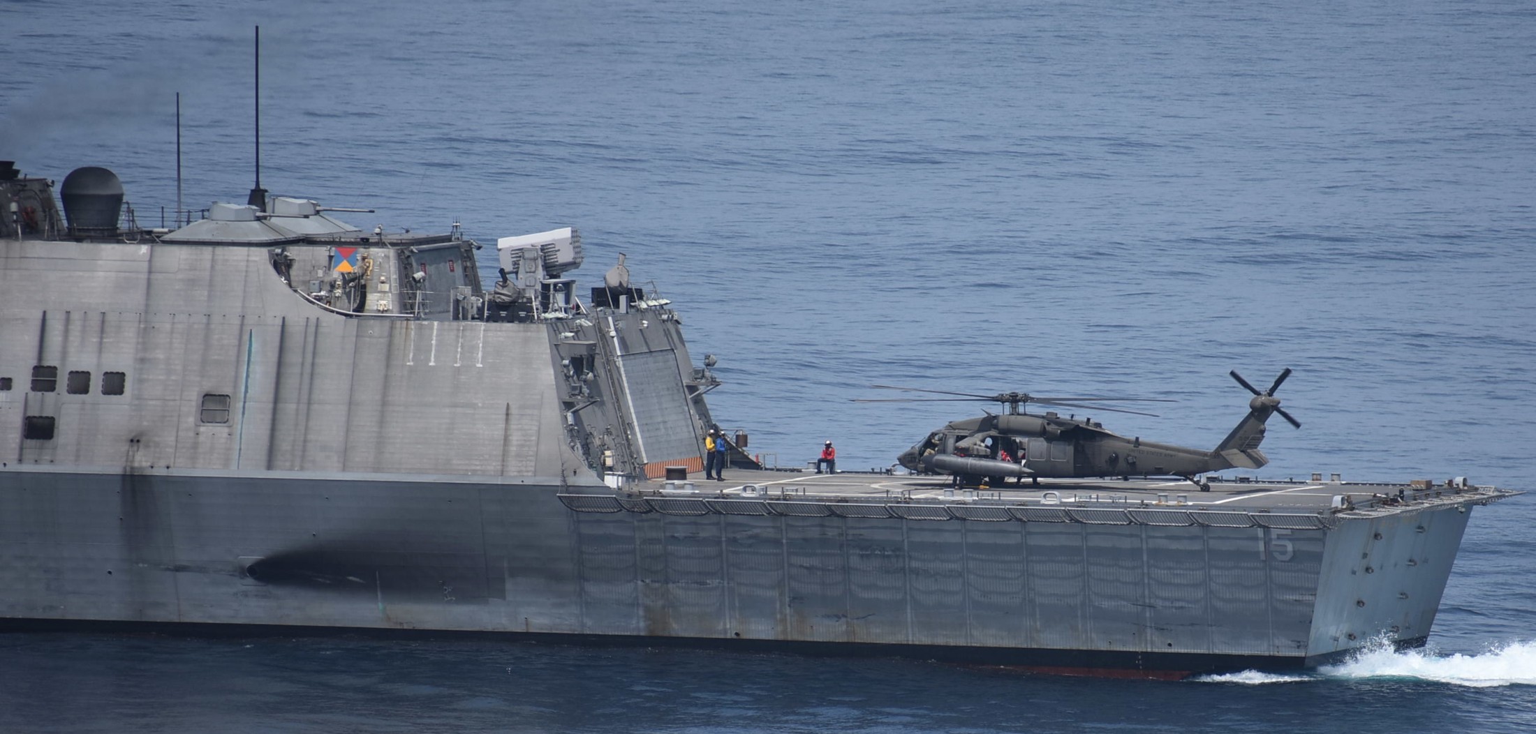 lcs-15 uss billings freedom class littoral combat ship us navy army uh-60 blackhawk 86