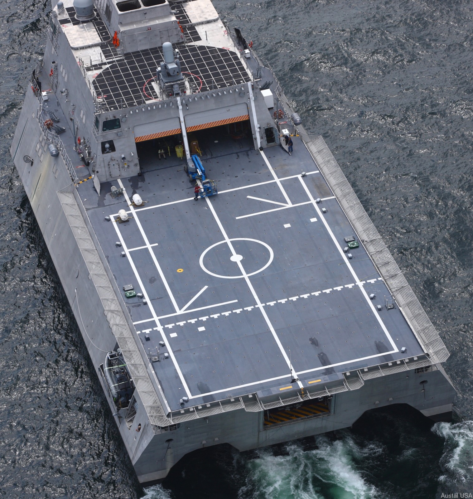 lcs-18 uss charleston independence class littoral combat ship us navy 16 flight deck hangar