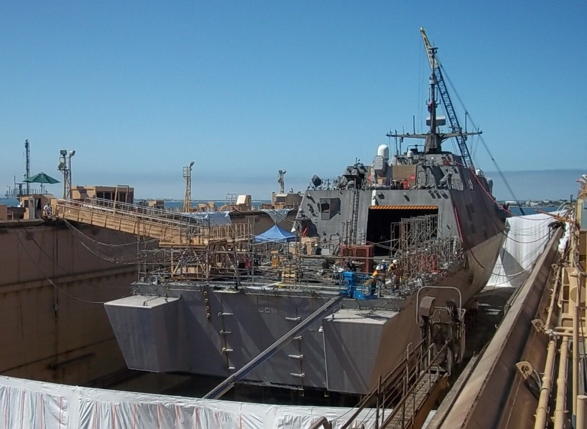 lcs-1 uss freedom class littoral combat ship us navy 61 dry dock san diego