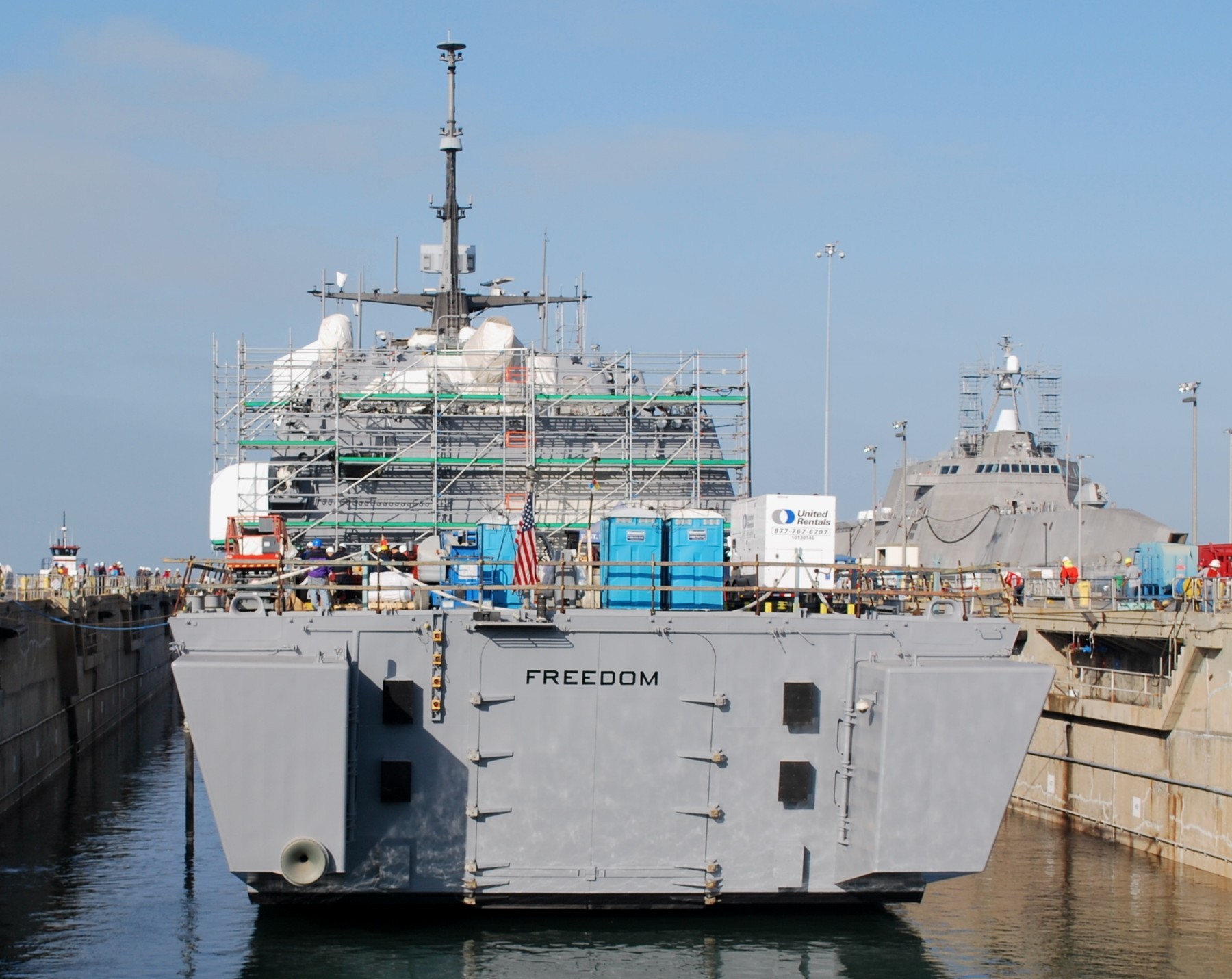 lcs-1 uss freedom class littoral combat ship us navy 173 dry dock san diego california