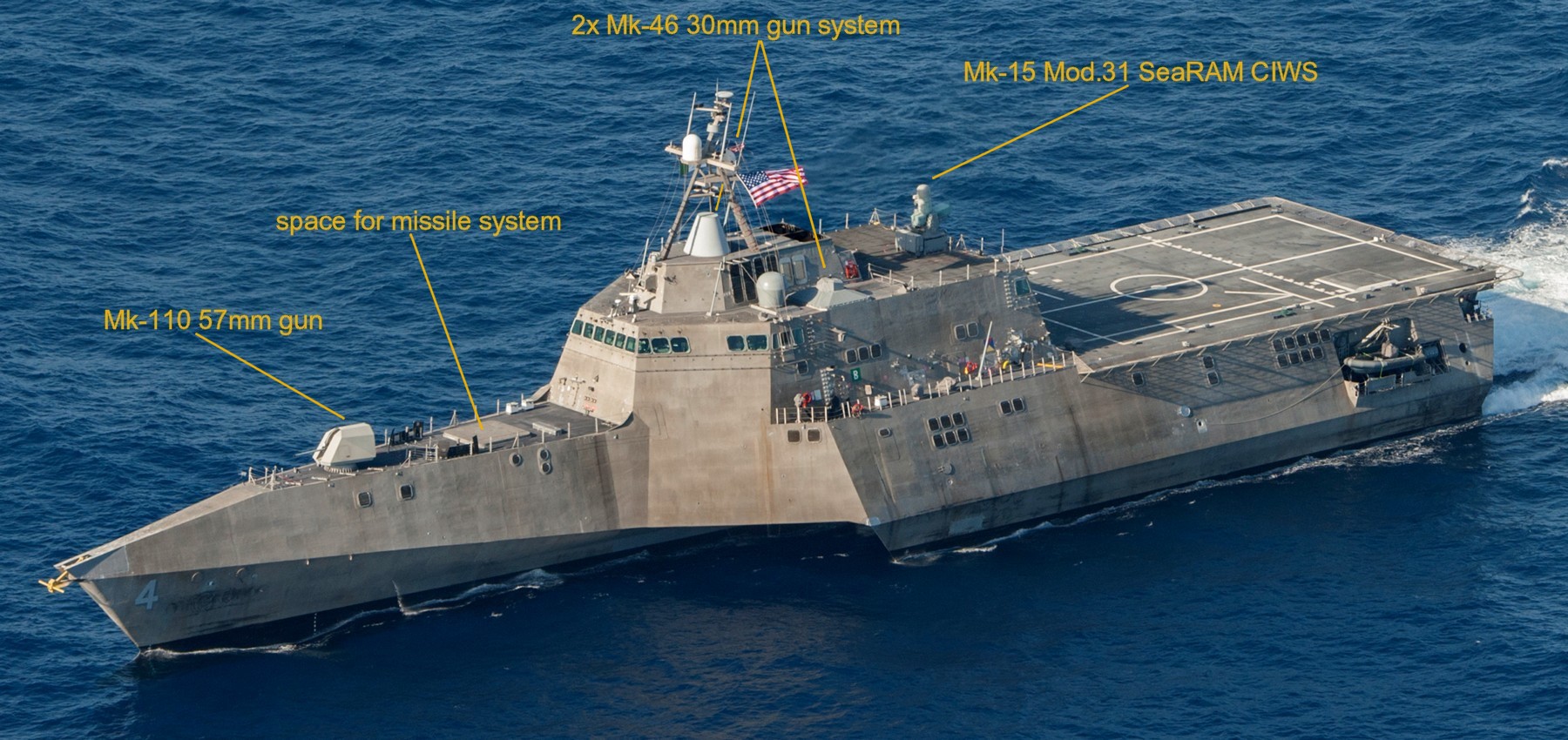 independence class littoral combat ship us navy austal armament mk.110 gun mission module mk.46 gun mk.15 mod.31 searam ciws