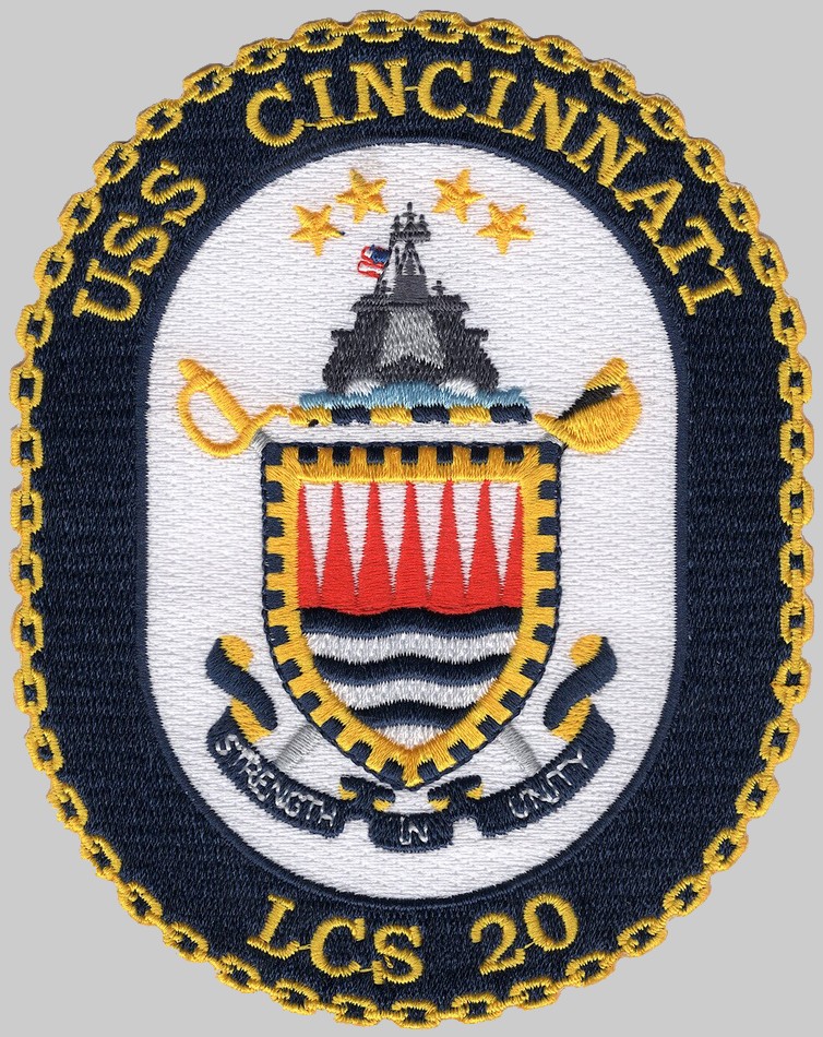 lcs-20 uss cincinnati insignia crest patch badge littoral combat ship us navy 02p