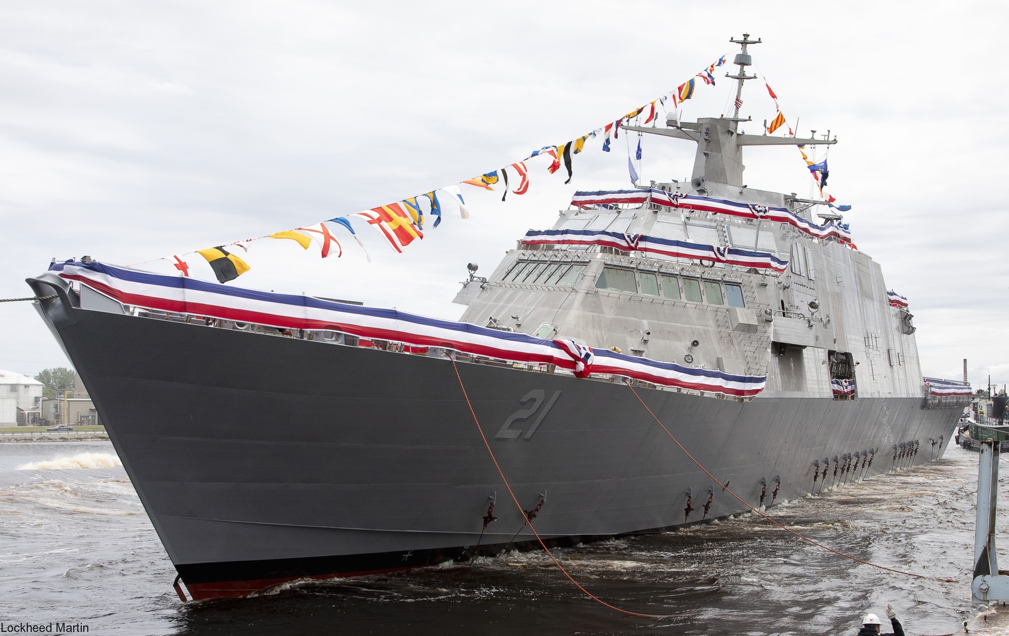 lcs-21 uss minneapolis saint paul freedom class littoral combat ship us navy christening launching marinette marine 21
