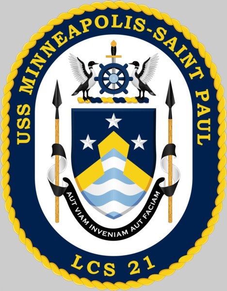 lcs-21 uss minneapolis saint paul insignia crest patch badge freedom class littoral combat ship us navy 02x