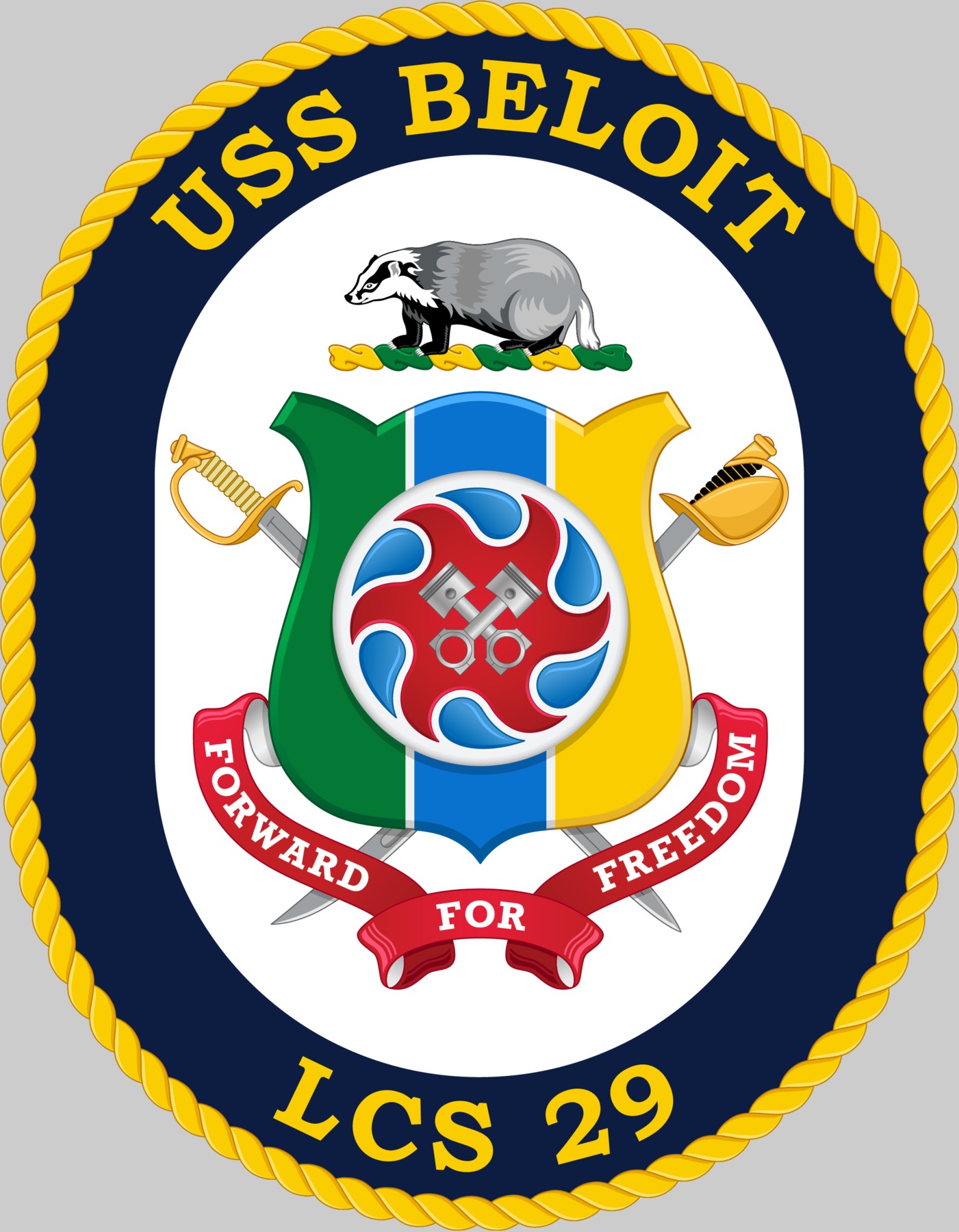 lcs-29 uss beloit crest insignia patch badge freedom class littoral combat ship us navy 02x