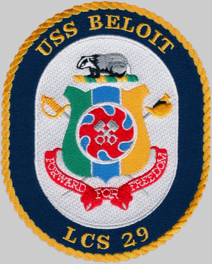 lcs-29 uss beloit crest insignia patch badge freedom class littoral combat ship us navy 02p