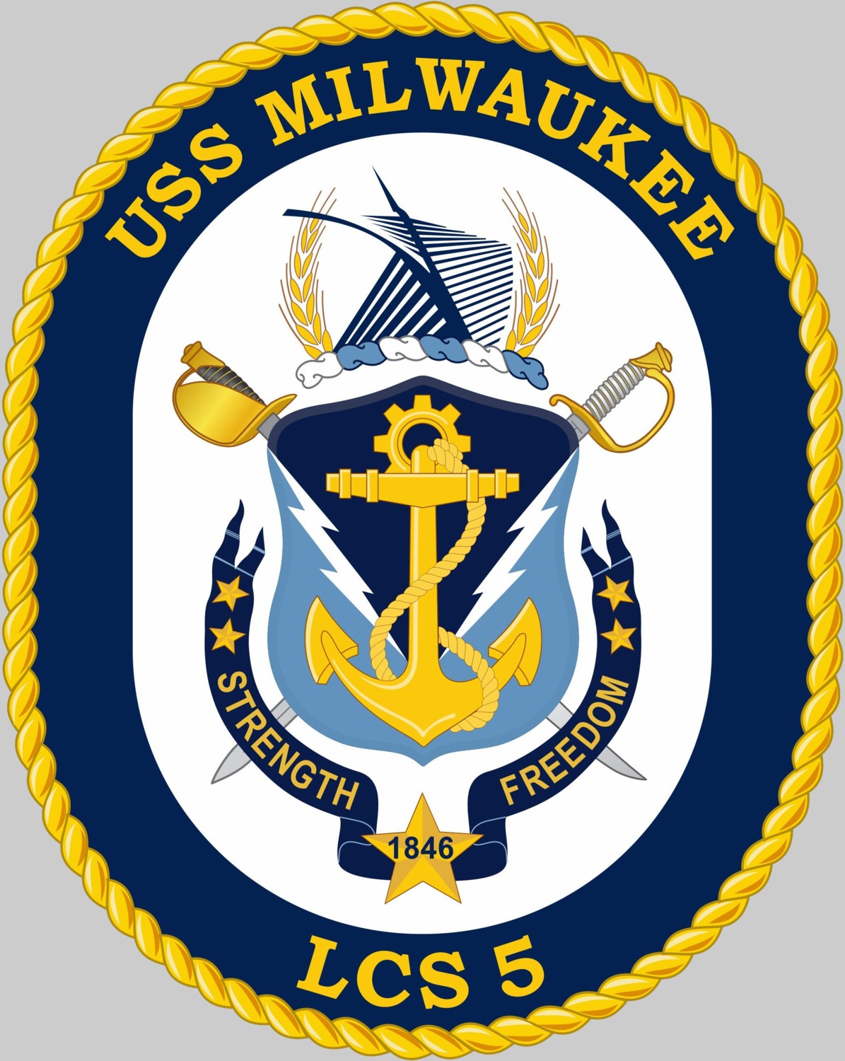 lcs-5 uss milwaukee insignia crest patch badge freedom class littoral combat ship us navy 02c