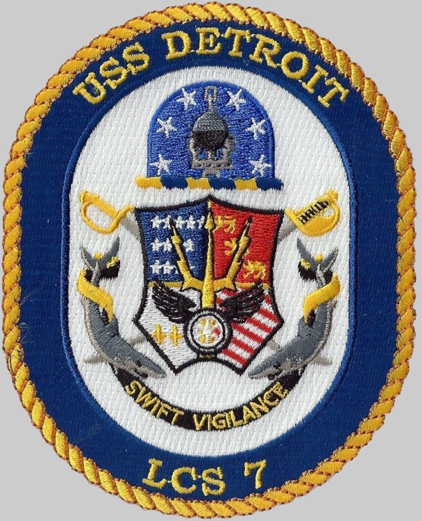 lcs-7 uss detroit insignia crest patch badge freedom class littoral combat ship us navy 03p