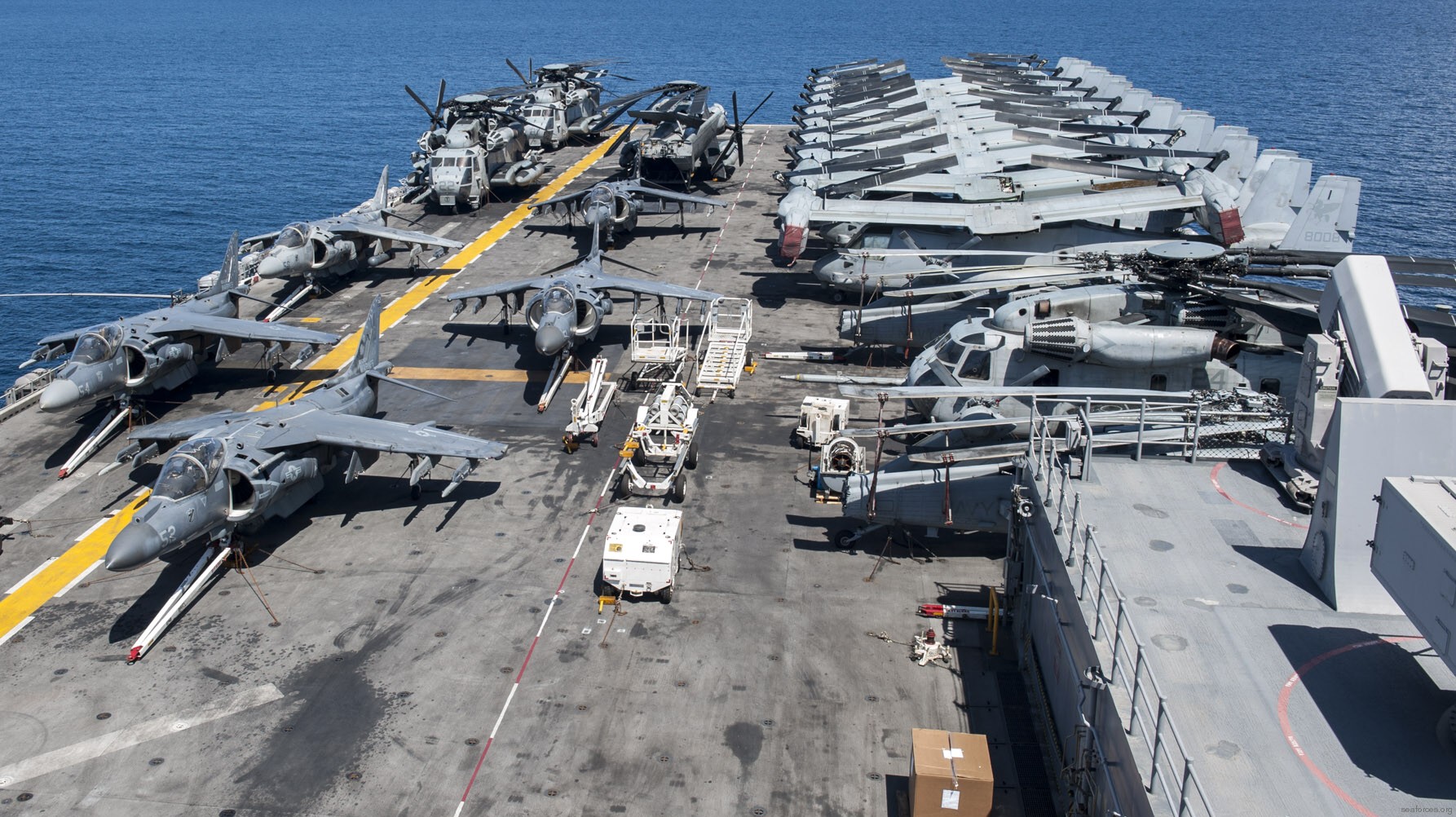 america class amphibious assault ship lha us navy uss tripoli bougainville 27x av-8b harrier mv-22b osprey f-35b lightning jsf