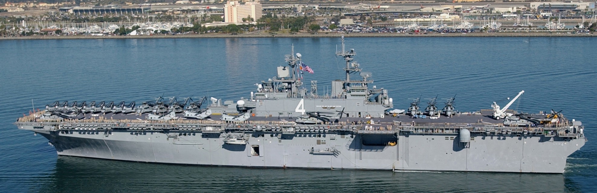 lhd-4 uss boxer wasp class amphibious assault ship dock landing us navy atf-w task force west 13