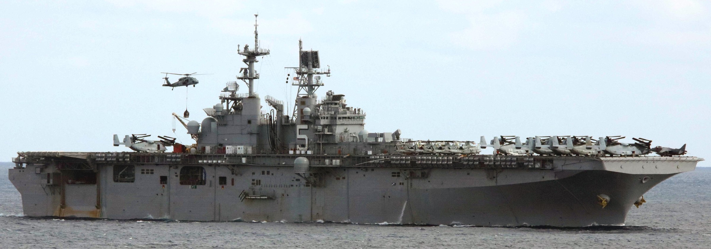 lhd-5 uss bataan wasp class amphibious assault ship dock landing helicopter us navy vmm-365 marines comptuex 119