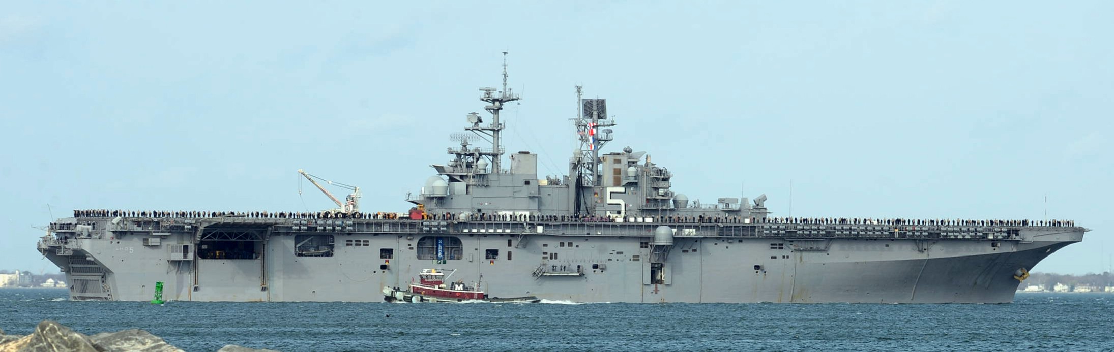 lhd-5 uss bataan wasp class amphibious assault ship dock landing helicopter us navy departing norfolk virginia 126