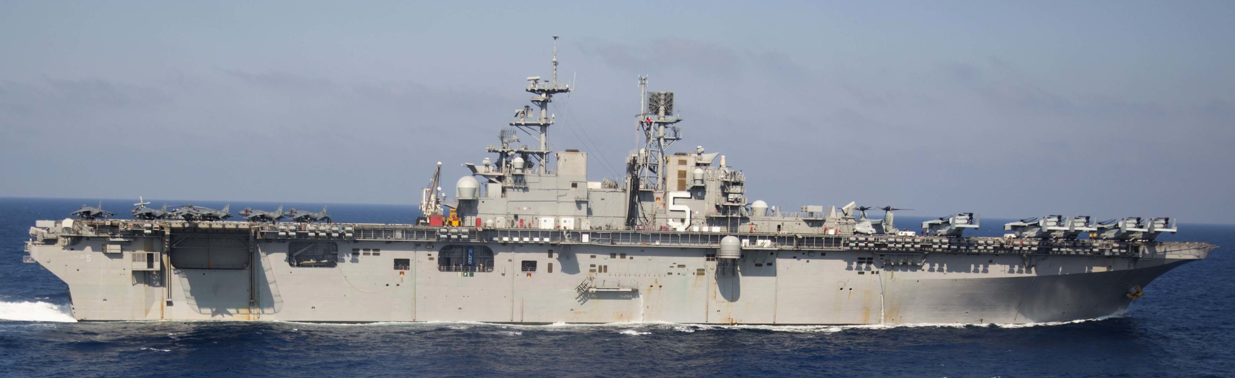 lhd-5 uss bataan wasp class amphibious assault ship dock landing helicopter us navy vmm-365 marines mediterranean sea 128