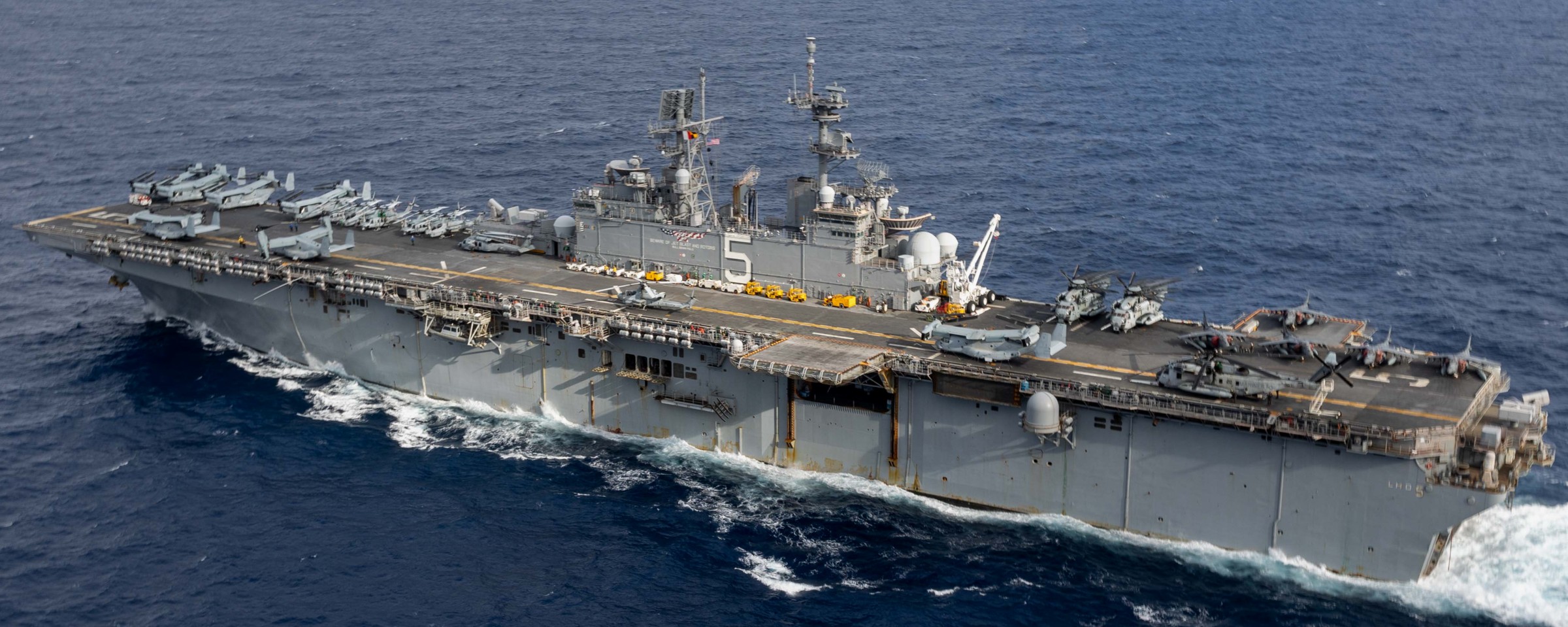 lhd-5 uss bataan wasp class amphibious assault ship dock landing helicopter us navy vmm-162 marines 193