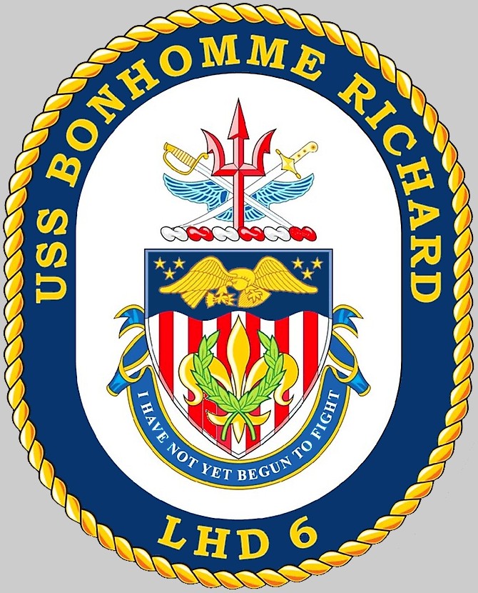 lhd-6 uss bonhomme richard insignia crest patch badge amphibious assault ship landing helicopter dock wasp class us navy 03c