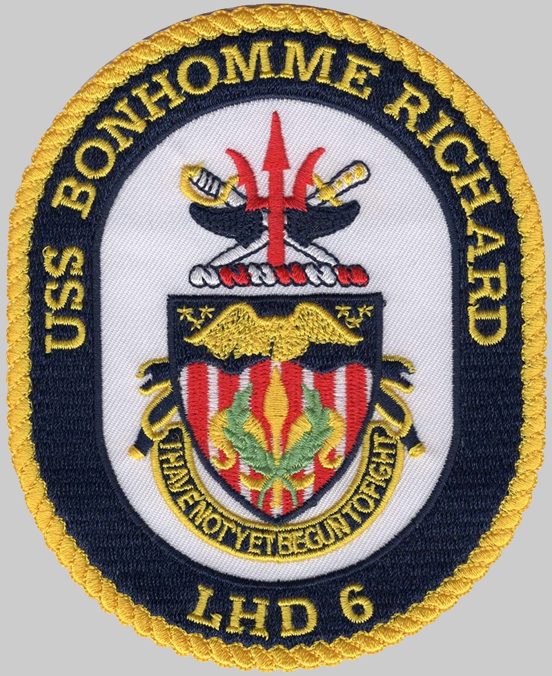 lhd-6 uss bonhomme richard insignia crest patch badge amphibious assault ship us navy 02p