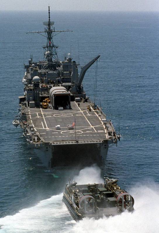 Austin class amphibious transport dock LPD-9 USS Denver well deck lcac
