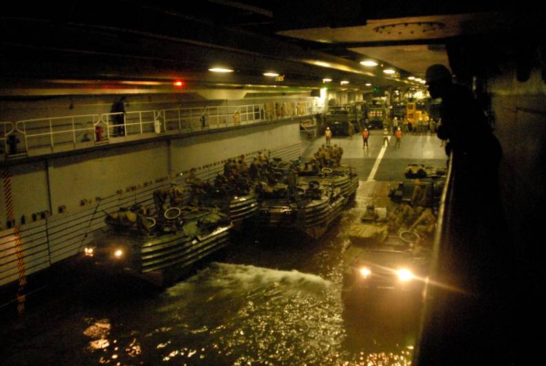 Austin class amphibious transport dock LPD-10 USS Juneau well deck AAV