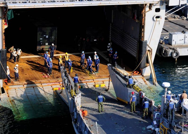 Austin class amphibious transport dock LPD-9 USS Denver well deck LCU stern gate