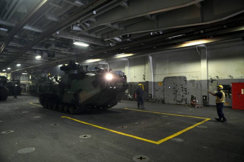 Austin class amphibious transport dock LPD-15 USS Ponce upper vehicle storage bay