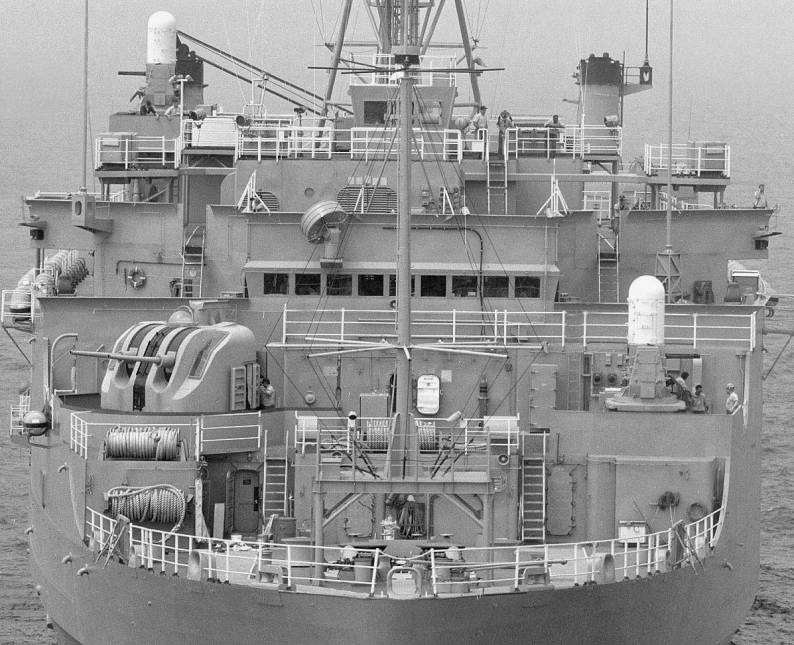 Austin class amphibious transport dock LPD Mk-33 3"/50-caliber enclosed twin gun and Mk-15 Phalanx CIWS