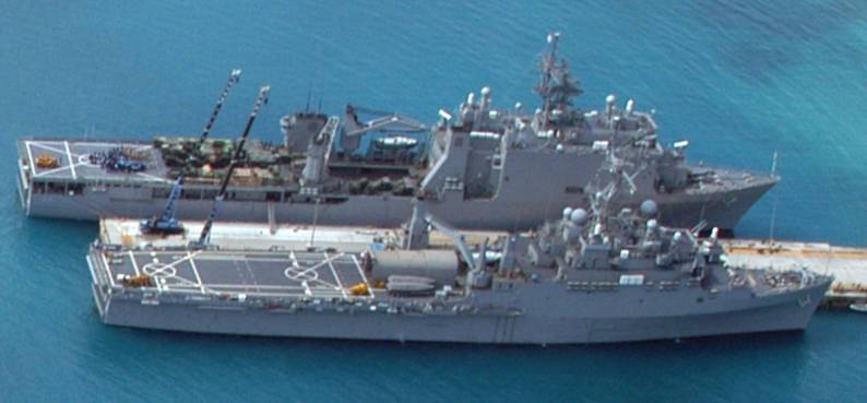 LPD-10 USS Juneau USS Fort McHenry LSD-43 White Beach Port Facility Okinawa Japan 2003