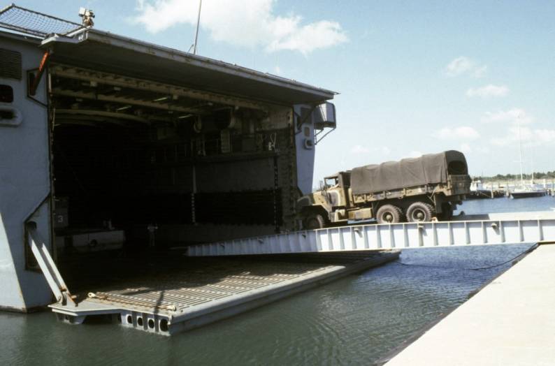 LPD-12 USS Shreveport stern gate ramp vehicle onload