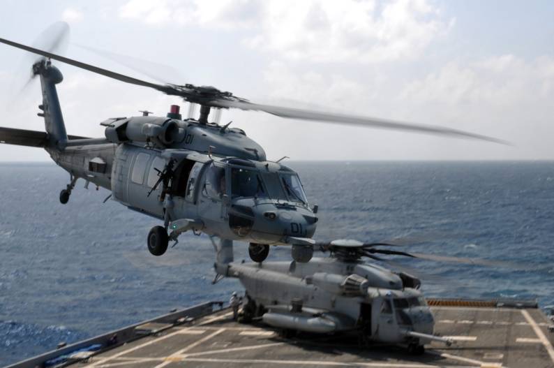 LPD-15 USS Ponce flight deck SH-60 Seahawk CH-53