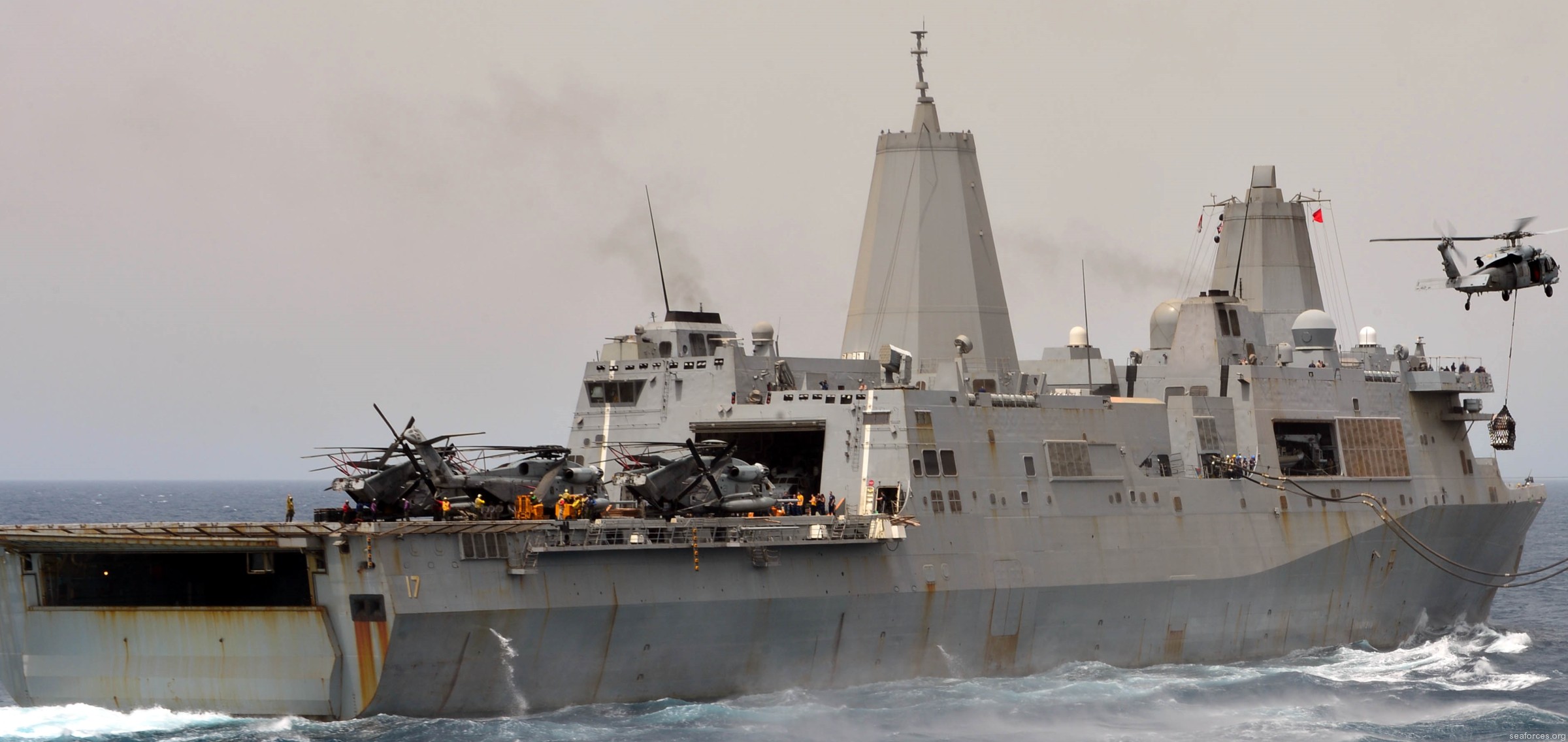 san antonio class amphibious transport dock ship landing platform navy 17x