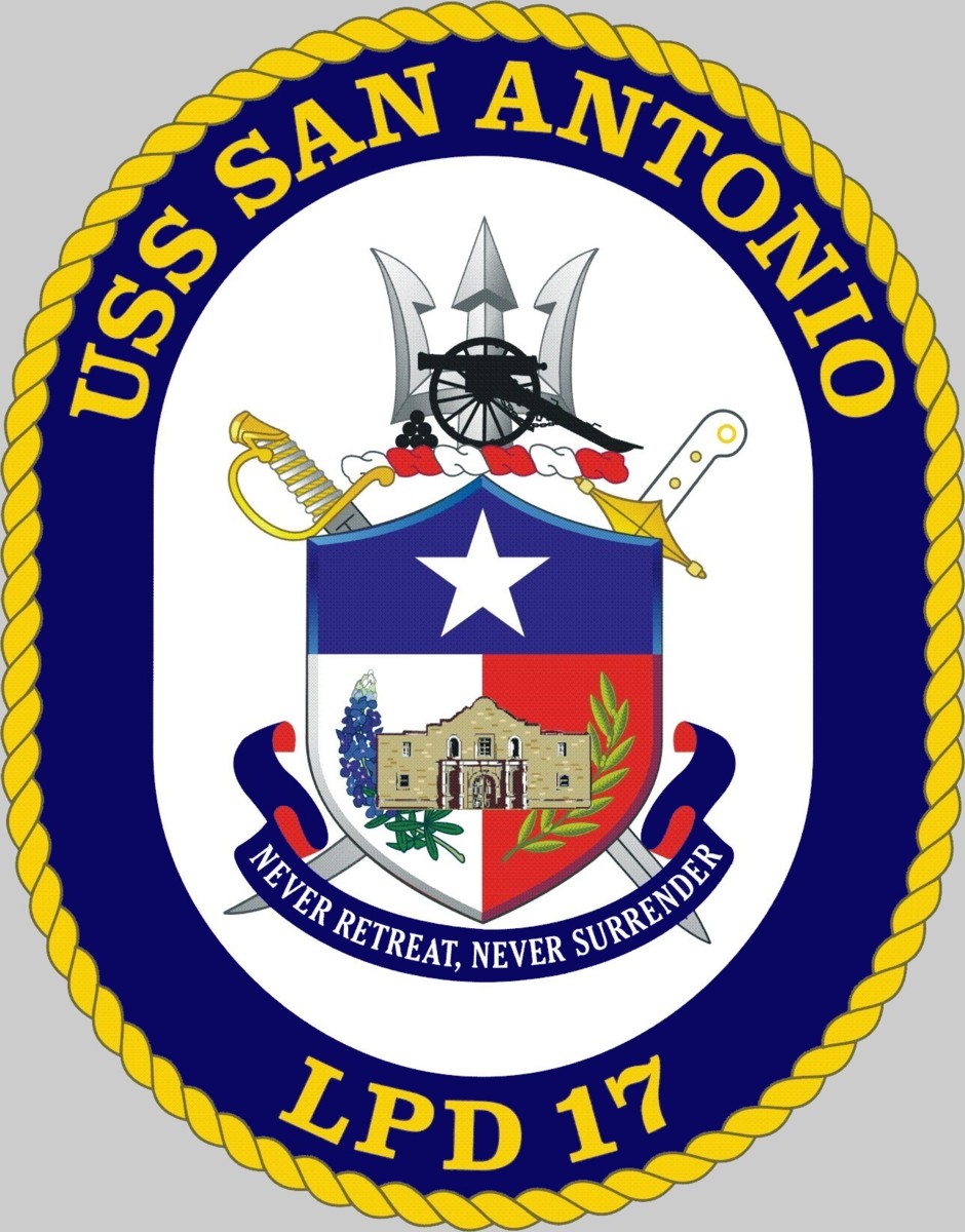 lpd-17 uss san antonio insignia crest patch badge amphibious transport dock us navy 02x