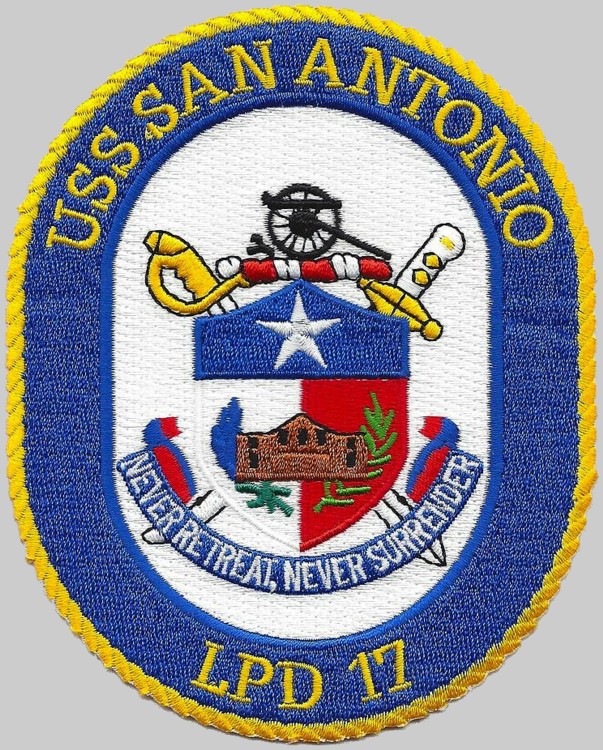 lpd-17 uss san antonio patch insignia crest badge amphibious transport dock navy 02p