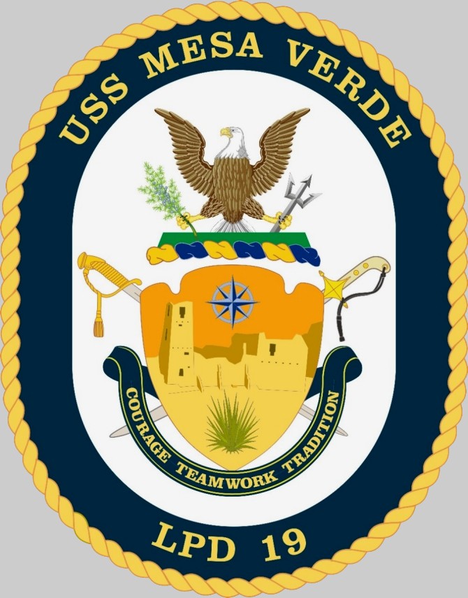 lpd-19 uss mesa verde insignia crest patch badge san antonio class amphibious transport dock landing ship us navy 02x