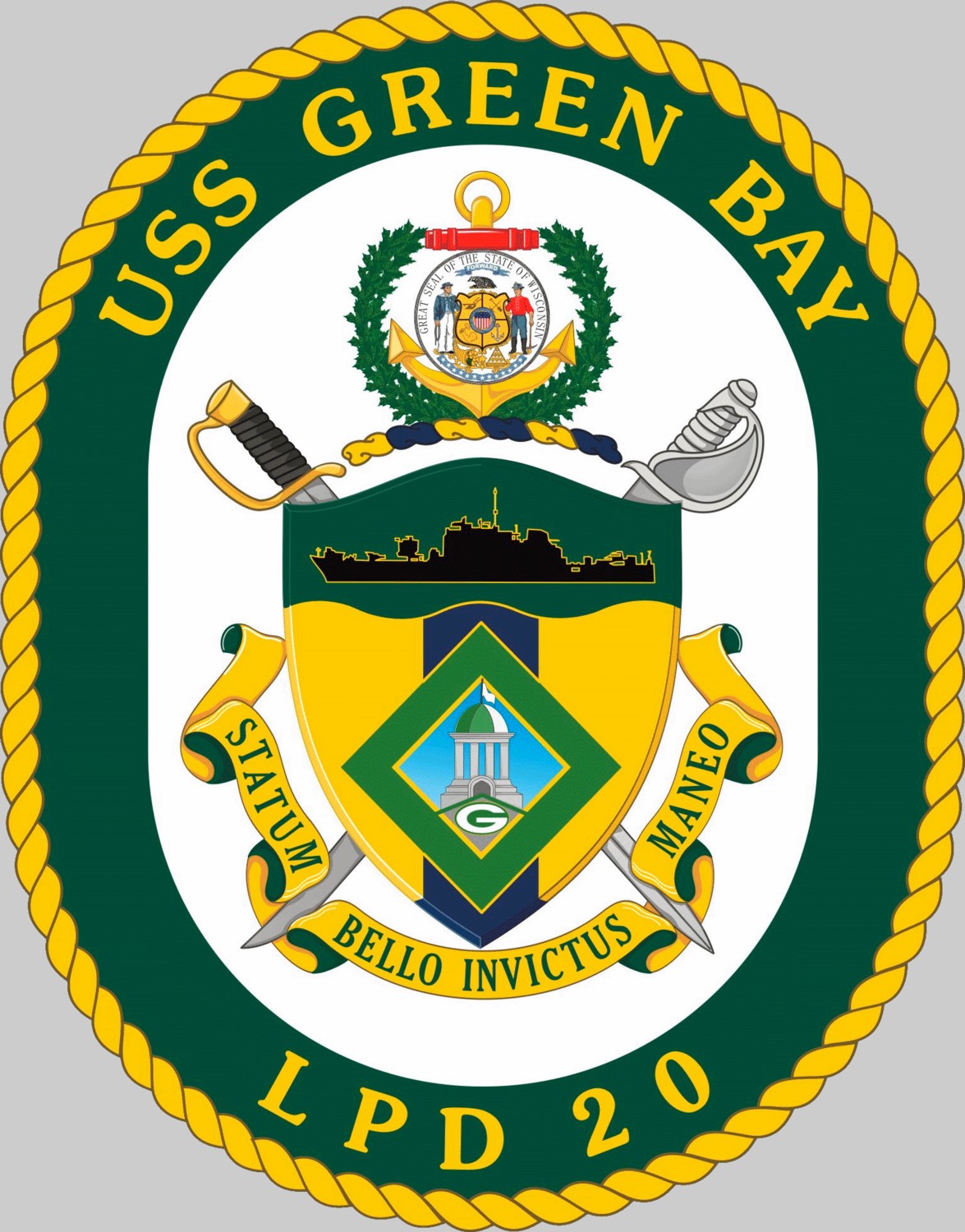lpd-20 uss green bay crest insignia patch badge san antonio class amphibious transport dock navy 02c