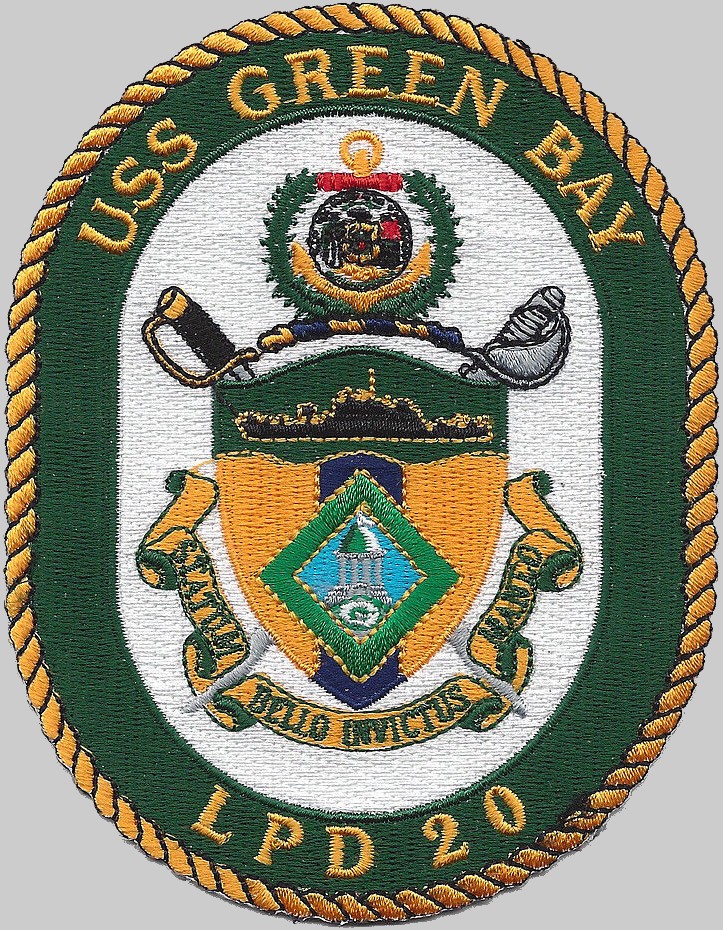 lpd-20 uss green bay patch crest insignia badge san antonio class amphibious transport dock navy 02p