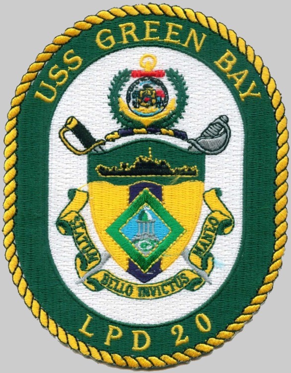 lpd-20 uss green bay patch crest insignia badge san antonio class amphibious transport dock navy 03p