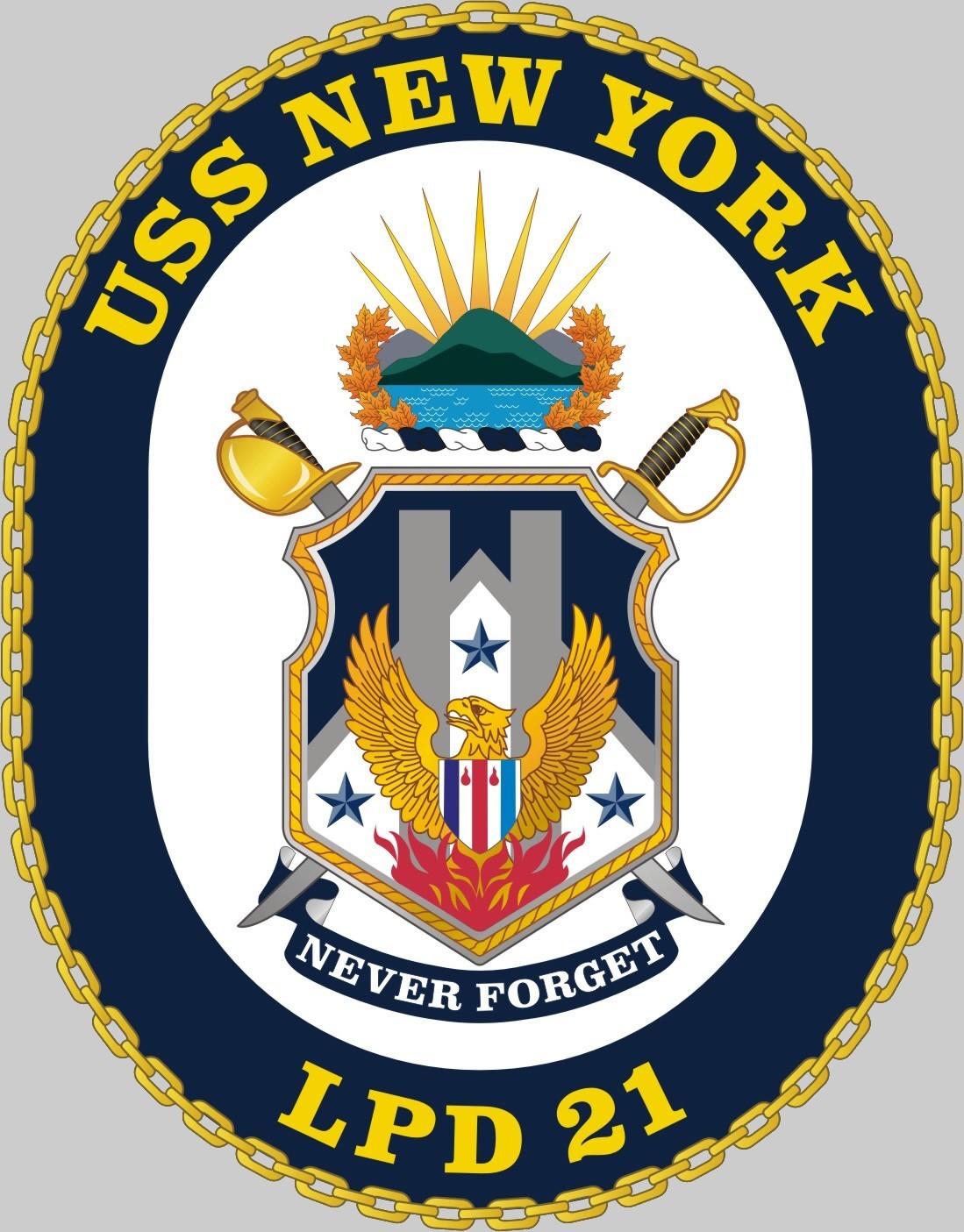 lpd-21 uss new york insignia crest patch badge san antonio class amphibious transport dock ship us navy 02x