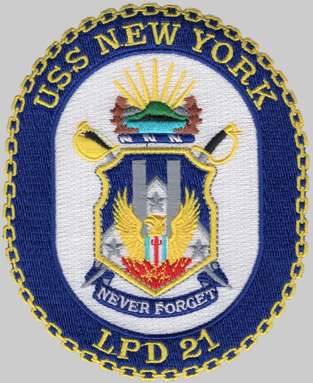 lpd-21 uss new york patch insignia crest badge san antonio class amphibious transport dock ship 02p