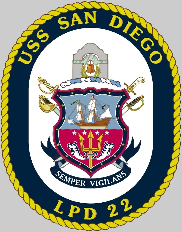 lpd-22 uss san diego insignia crest patch badge amphibious transport dock ship navy 02x