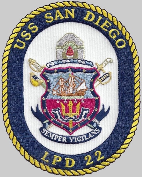 lpd-22 uss san diego patch insignia crest badge amphibious transport dock ship navy 02p