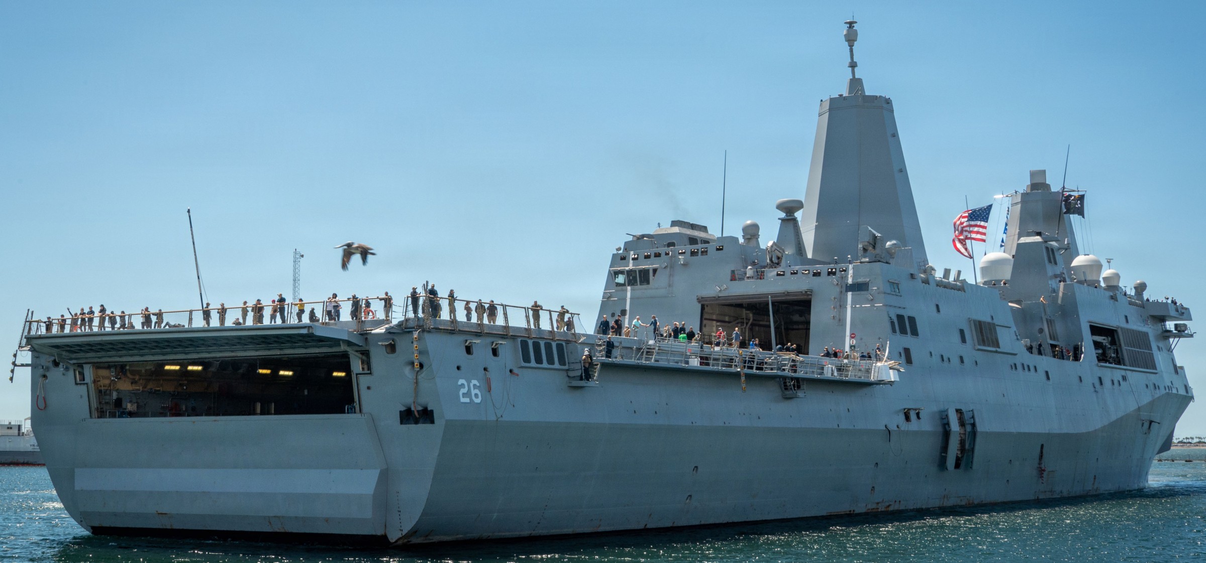 uss john p. murtha lpd-26 san antonio class amphibious transport dock landing ship returning san diego nasa artemis orion 2026 70