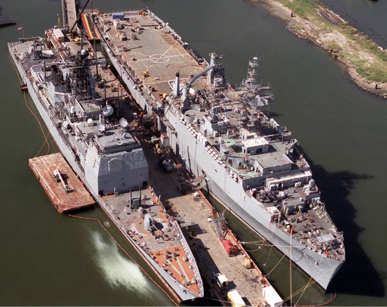 LPD-4 USS Austin and CG-48 USS Yorktown Elizabeth River Virginia